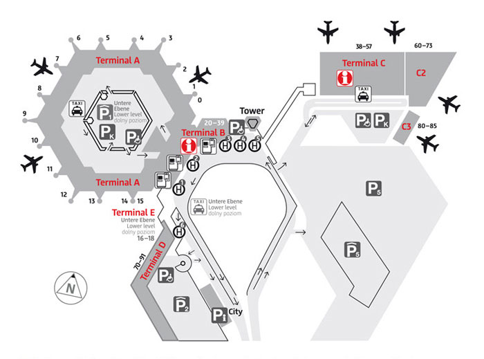 Karte und plan von flughäfen und terminals von Berlin