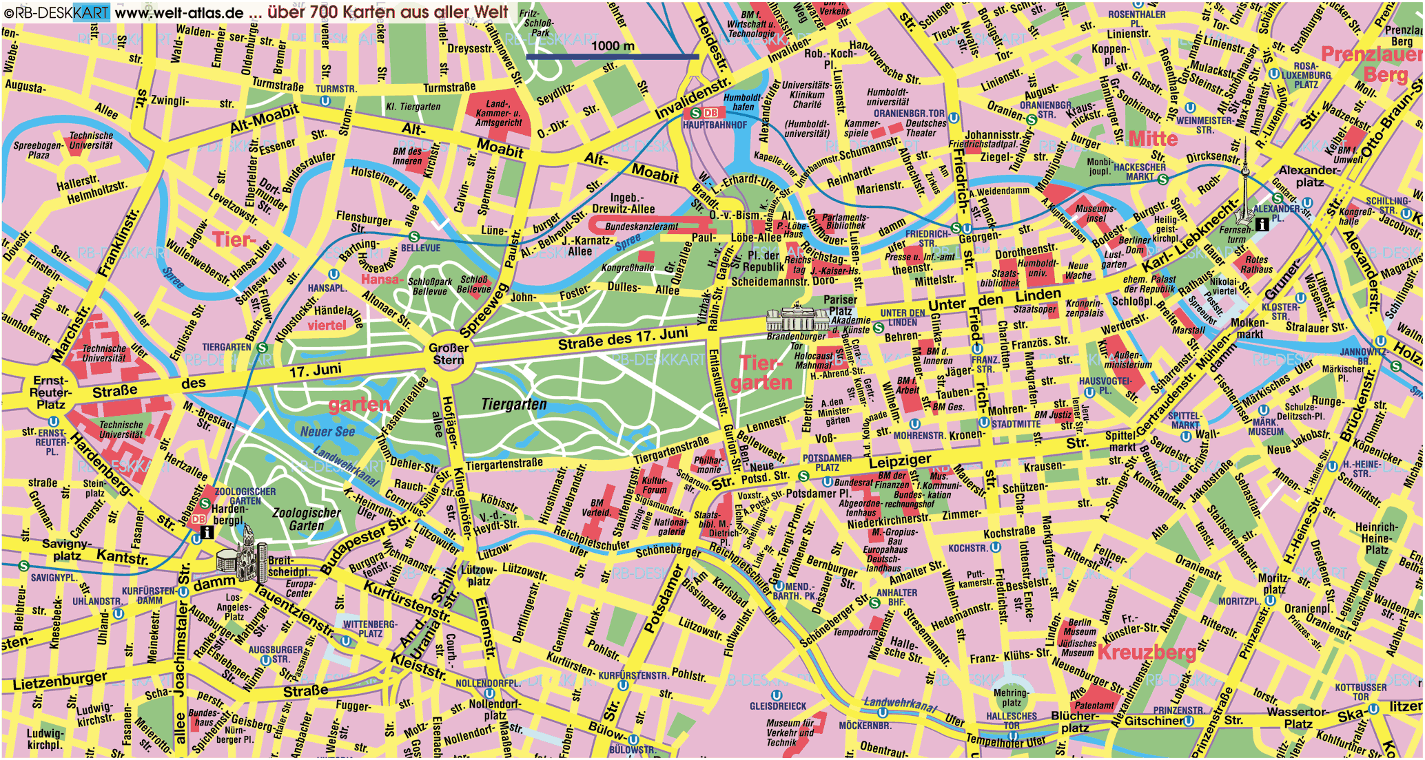 berlin innenstadt karte Touristischen karte von Berlin : Sehenswürdigkeiten und Touren