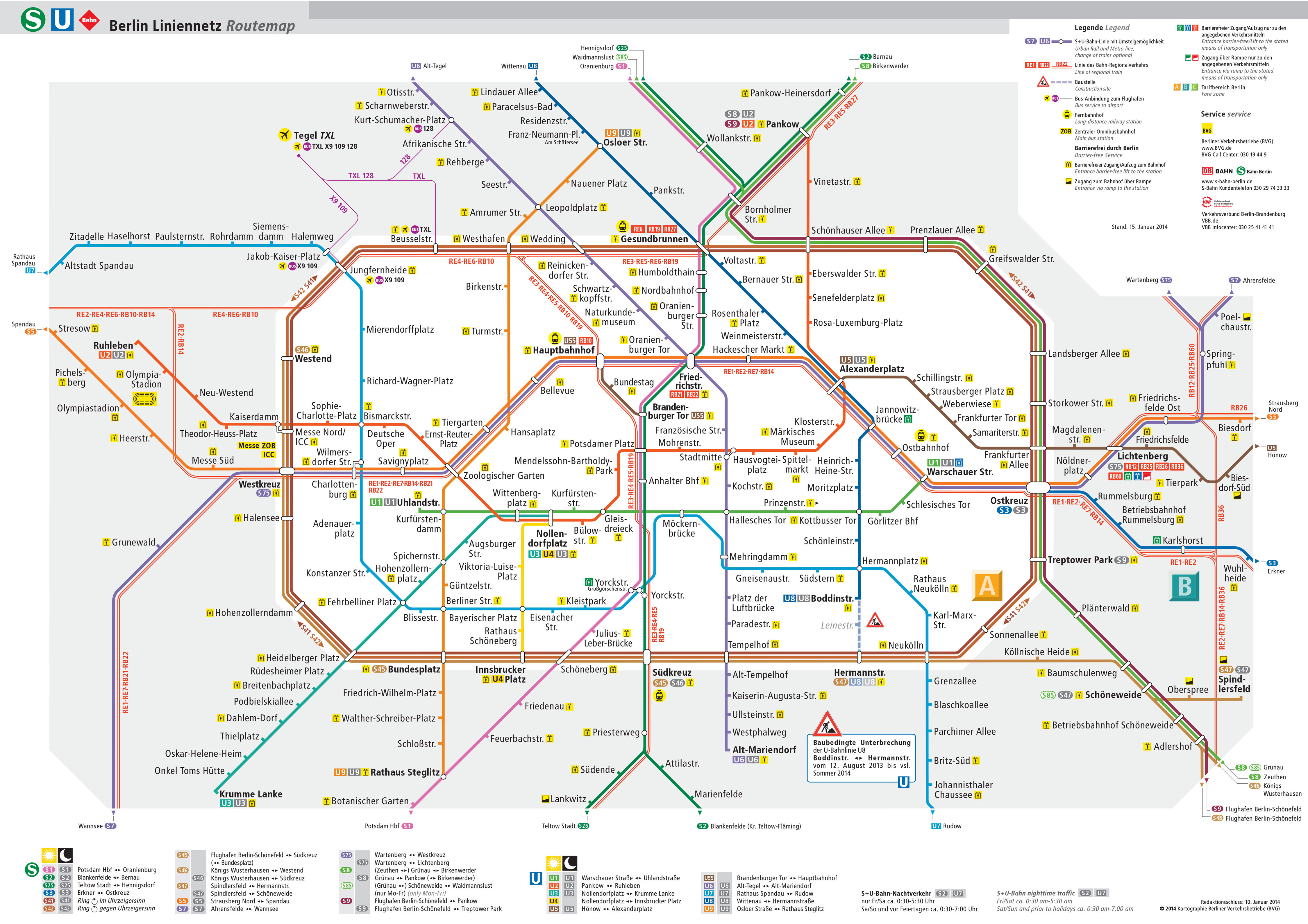 U bahn netzplan und karte von Berlin : stationen und linien