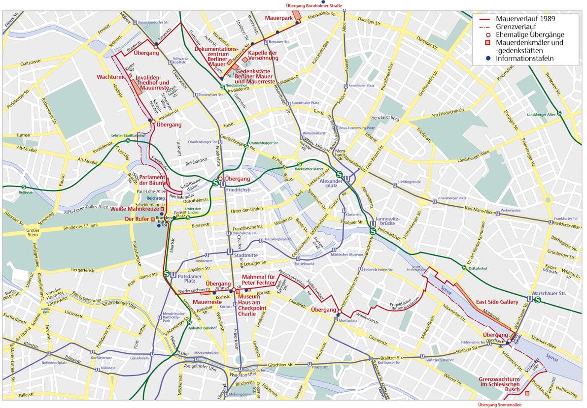 Plan der berliner mauer in Berlin-Mitte