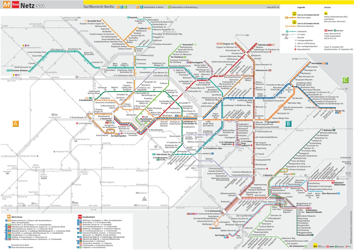 Straßenbahn BVG netzplan von Berlin