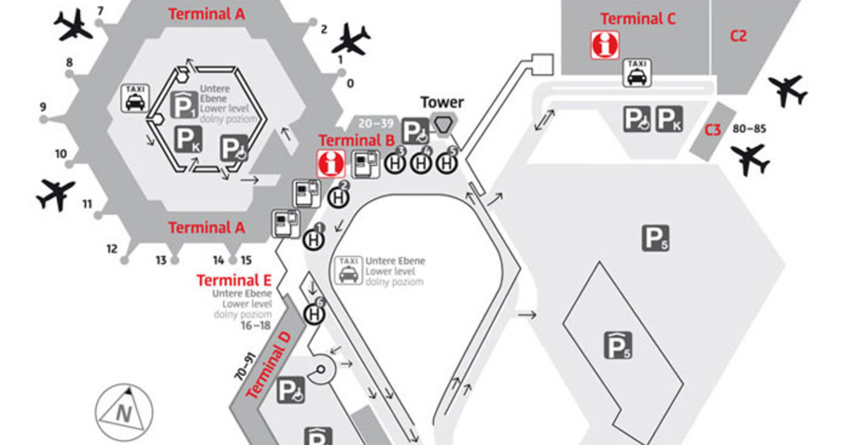 Karte und plan von flughäfen und terminals von Berlin