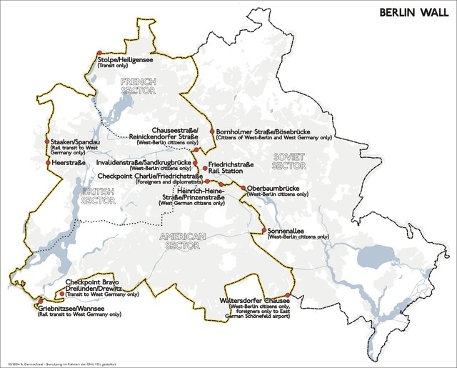 Karte Und Plan Von Der Lage Der Berliner Mauer - 