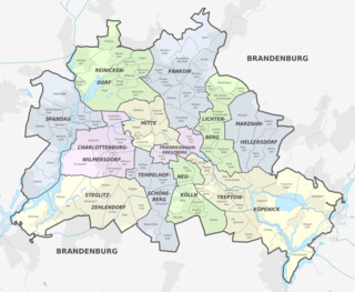 Karte die bezirke, stadtteile, ortsteile und stadtbezirke in Berlin